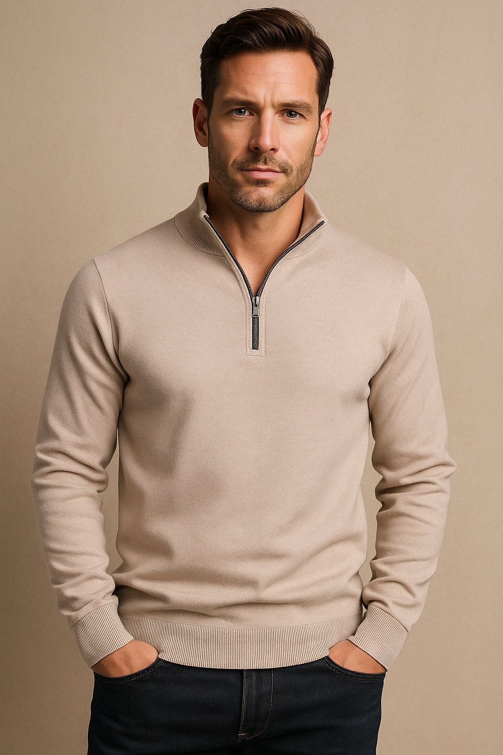 KYNCILOR Pullover mit halbem Reißverschluss